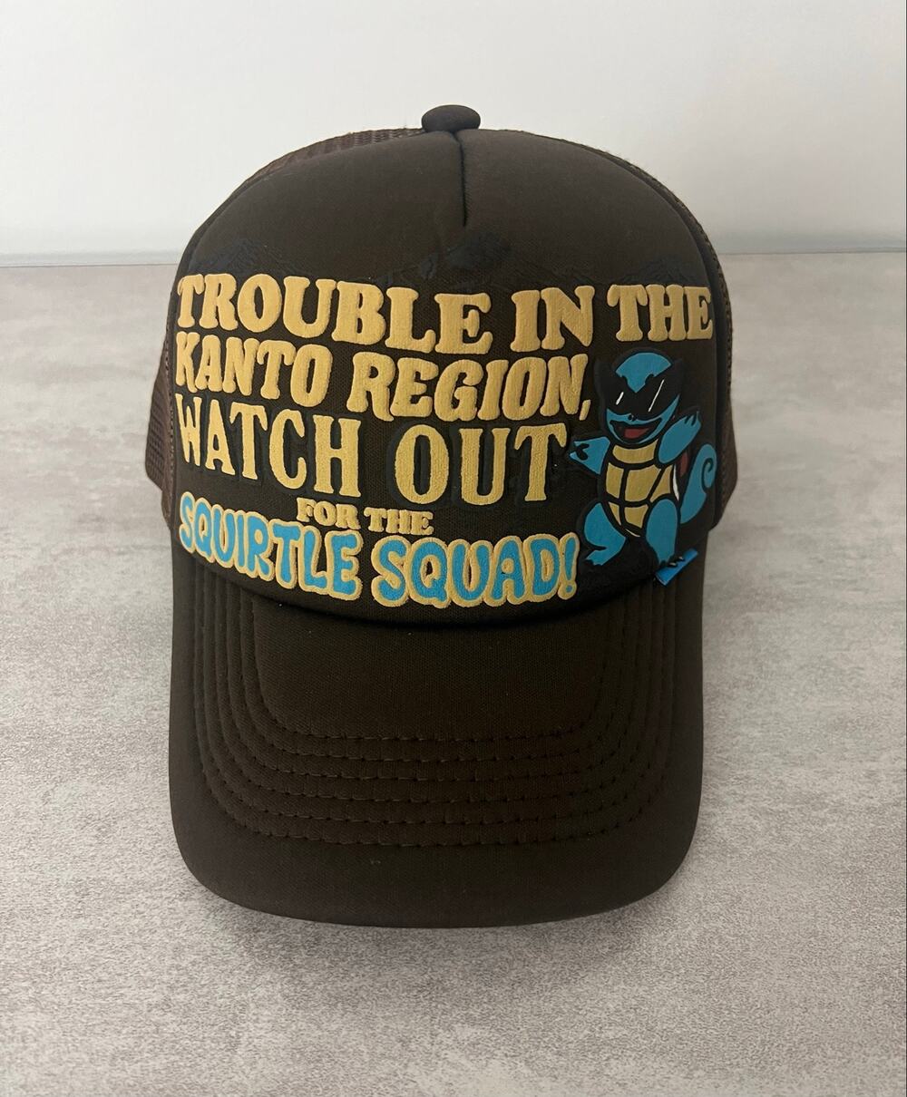 Squirtle Squad Rare Pokemon Brown Trucker Hat Kanto Region MQZI Kapital Japan